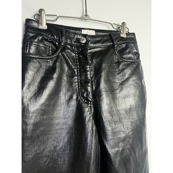 Wilfred The Melina black faux vegan leather high-rise straight-leg pants. Size 2 - Picture 3 of 7